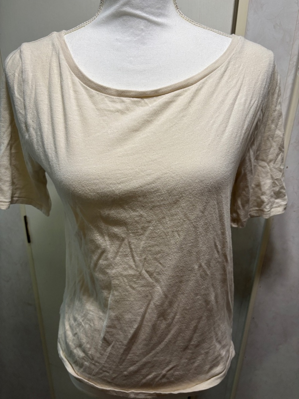 J. Crew Cream Short-Sleeve Scoop Neck Tee